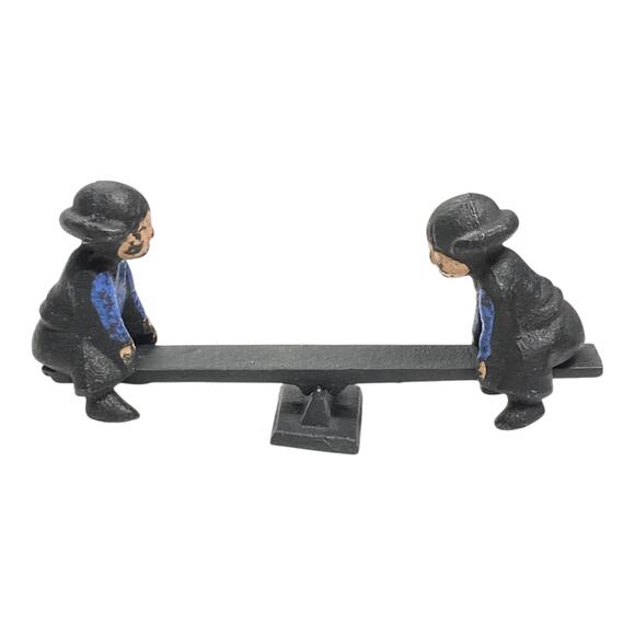 Vintage 1997 John Wright Cast Iron Amish Boys on Teeter Totter - A1041 - Picture 5 of 12